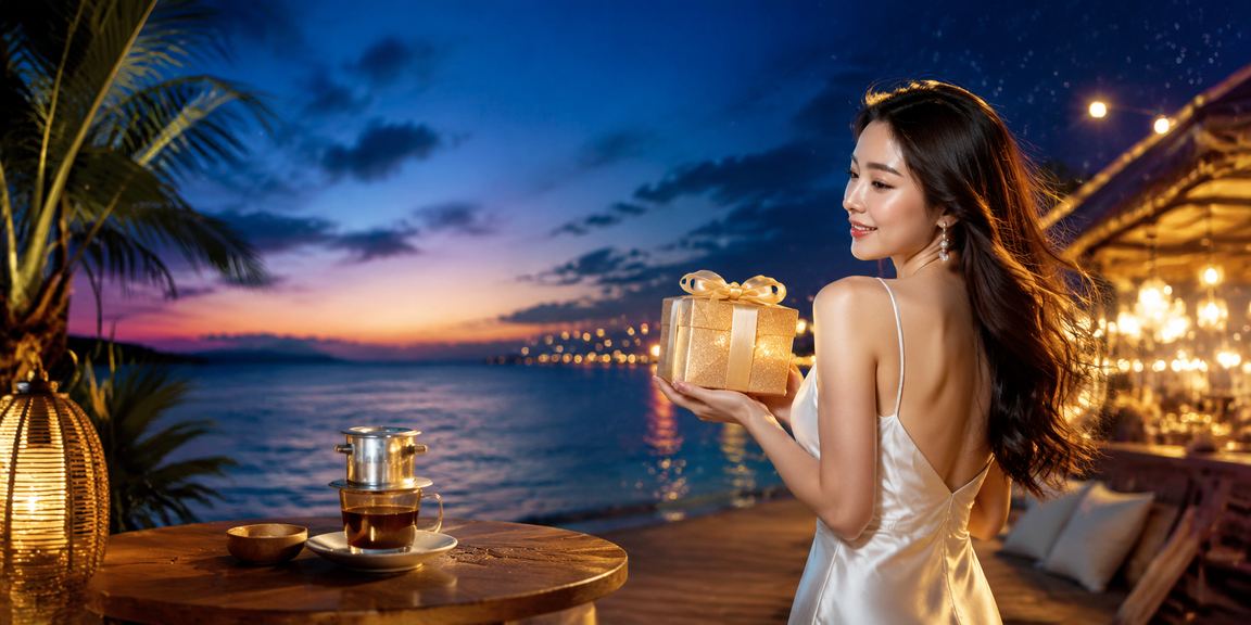 Quán cà phê Phú Quốc minh họa người dùng kiểm tra cược và tài khoản trên mobile